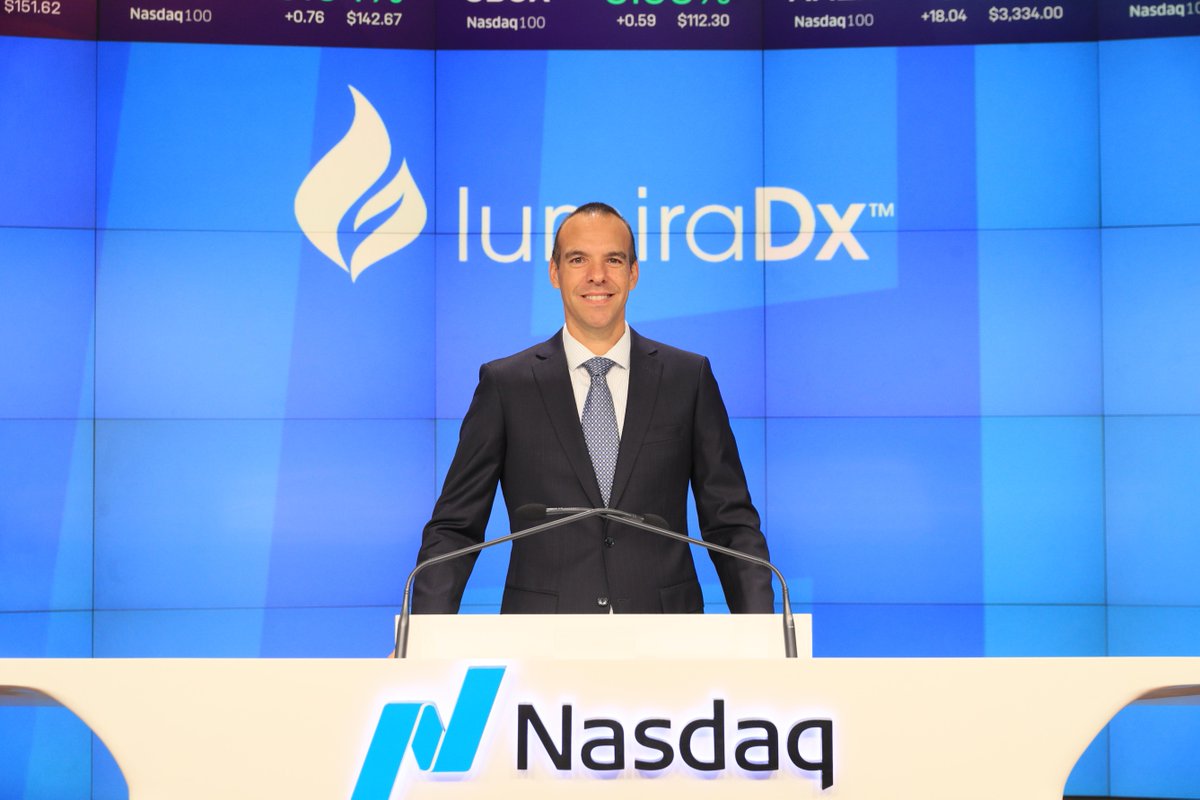 NasdaqExchange's tweet photo. Thanks, @LumiraDx for joining us for the @Nasdaq Opening Bell! 🔔

$LMDX, a next-generation point of care diagnostics company, manufactures and commercializes an innovative diagnostic Platform, supporting a broad menu of tests with lab comparable performance at the point of care. https://t.co/tyrQriGMAc
