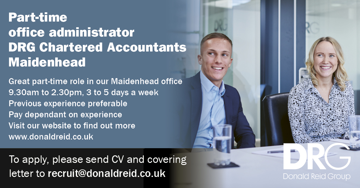 Part-time Office Administrator. We are looking to recruit an Office Administrator for our Maidenhead office. Hours 9.30 - 2.30, 3-5 days a week. Take a look at the careers page on our website to find out more.
bit.ly/drg-office-adm…