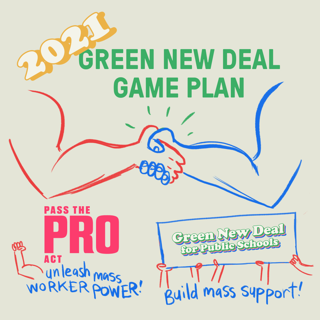 In 2021, we launched a two-part national campaign to build the foundation for a Green New Deal: passing the #PROAct and #GreenNewSchools.

Now, thanks to your organizing and work, we’re closer than ever to wins on both.