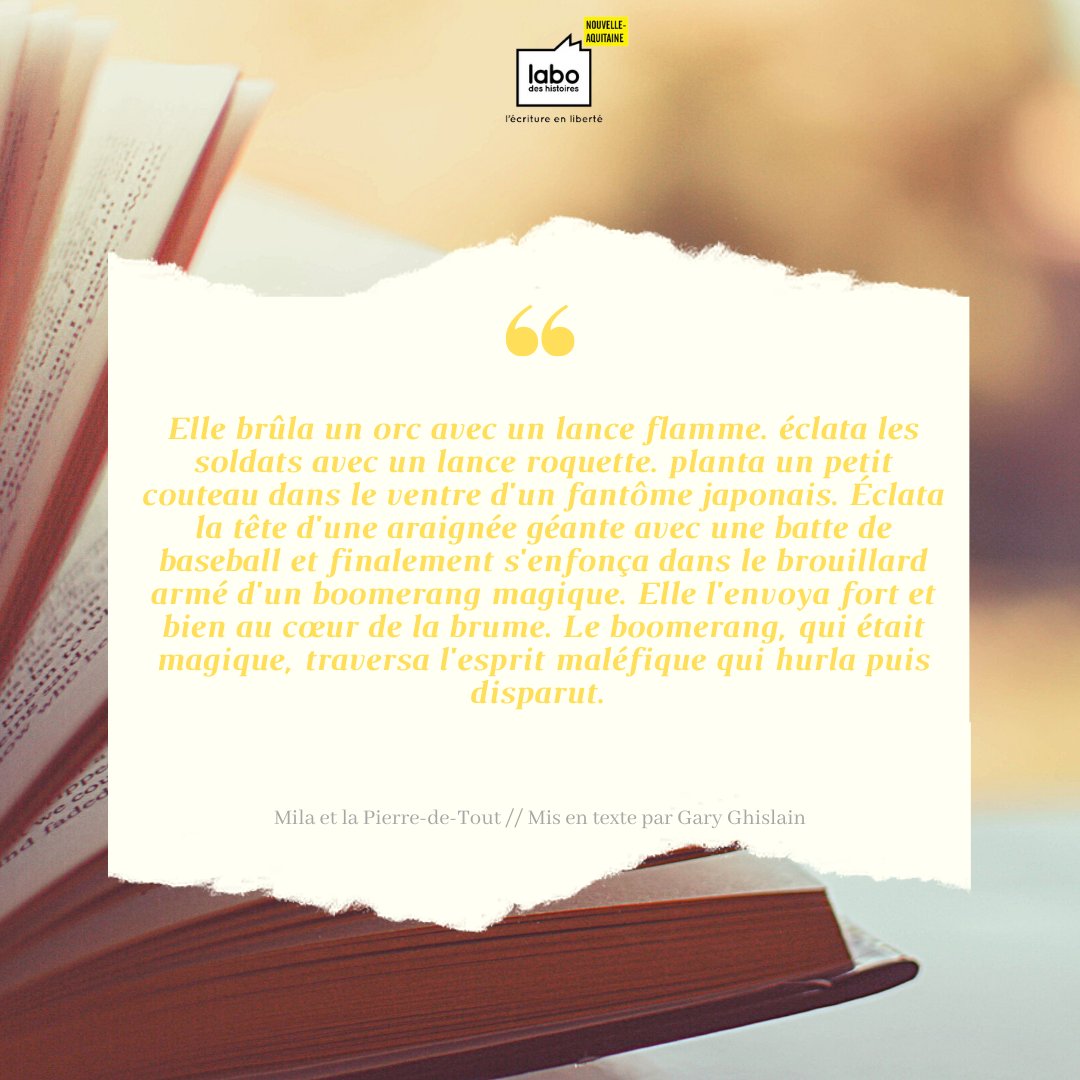 labohistoiresNA's tweet photo. Citation du jour ✍️

Une histoire intitulée : Mila et la Pierre-de-Tout

Mis en texte par Gary Ghislain
#citationdujour #écriture #atelierd'écriture #nouvelleaquitaine #labodeshistoires https://t.co/iPryR3Swtv