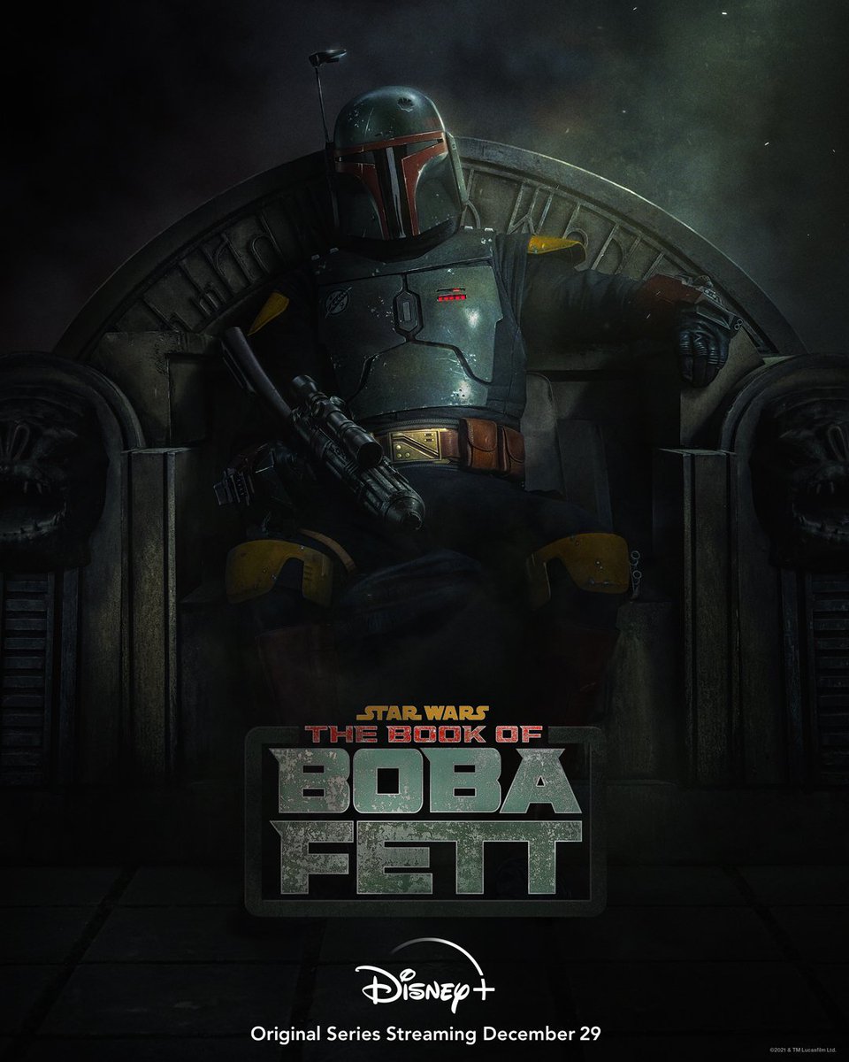 hypedasheck's tweet photo. The first poster for 'THE BOOK OF BOBA FETT', streaming December 29 on @disneyplus. https://t.co/pVhUFAHSQg