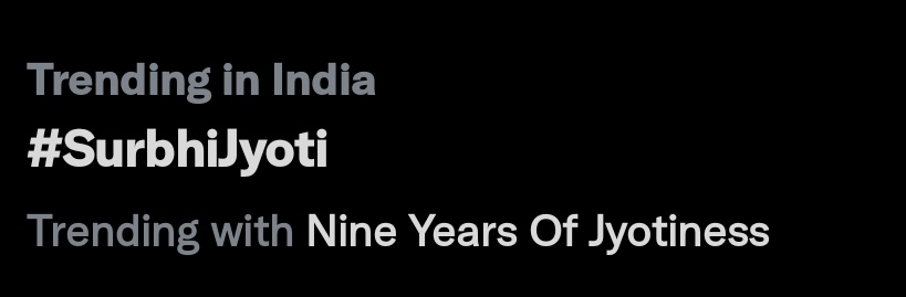riya_sjian's tweet photo. Happiness is seeing her name in the trending list 

Nine Years Of Jyotiness 
#SurbhiJyoti https://t.co/PHibaUj4Jy