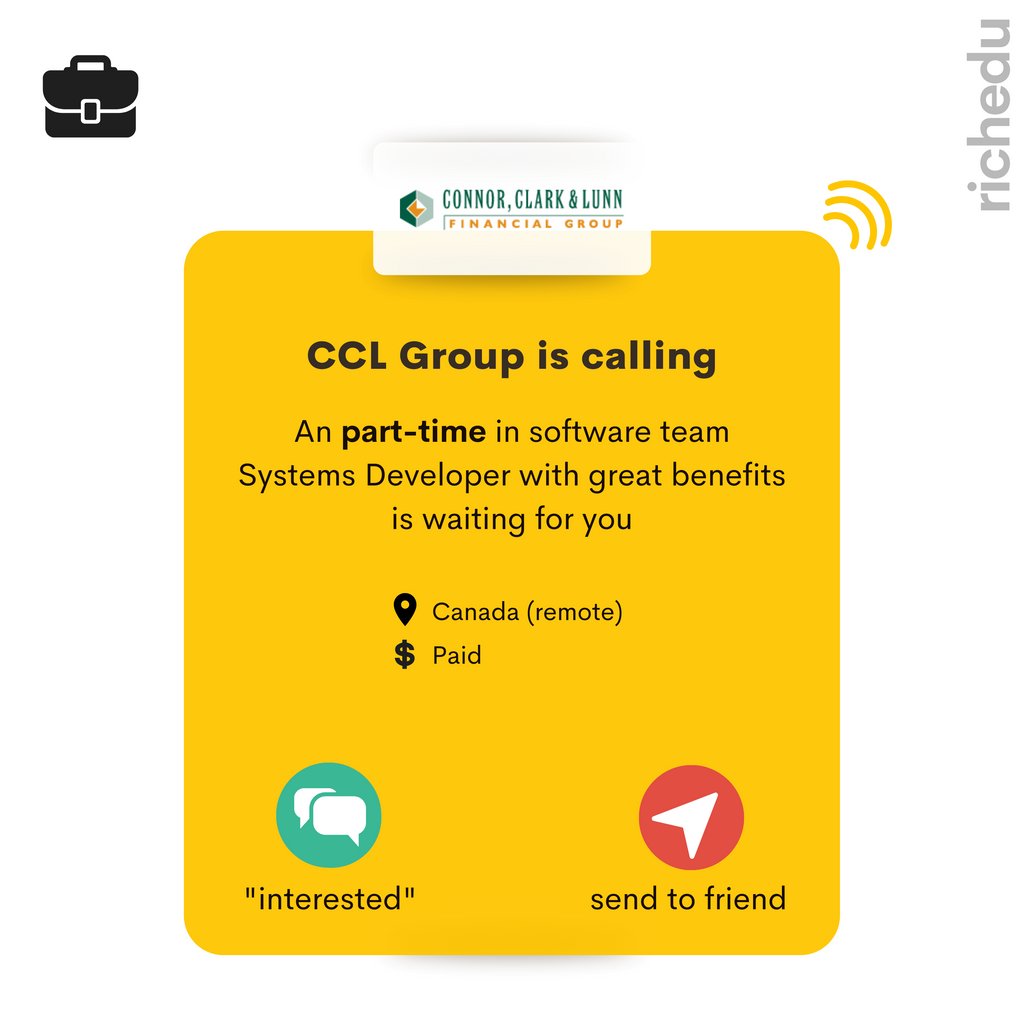 Richeduu's tweet photo. 💼 𝗣𝗮𝗿𝘁-𝘁𝗶𝗺𝗲 𝗢𝗽𝗽𝗼𝗿𝘁𝘂𝗻𝗶𝘁𝘆

CCL Group is hiring for Systems Developer position.

𝗖𝗼𝗺𝗺𝗲𝗻𝘁 "I'm interested in this Richedu" to get notified on how to apply 

Follow Richedu to stay up to date with the latest job opportunities available

#richedujobs https://t.co/CnFqgkYayK