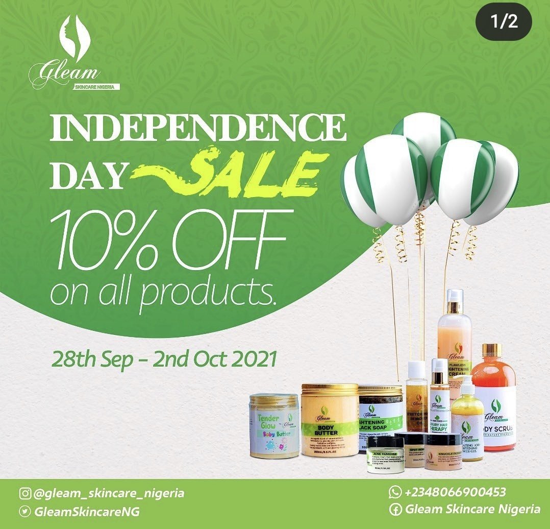 _VeeHive's tweet photo. VEEHIVE ๐ฃ๐ฃ
Now is the primetime to get your @GleamSkincareNG products o. They're having an independence day sale so you get 10% off on ALL products
Check it out and #Gleamwithvee https://t.co/02tXra5pMT
