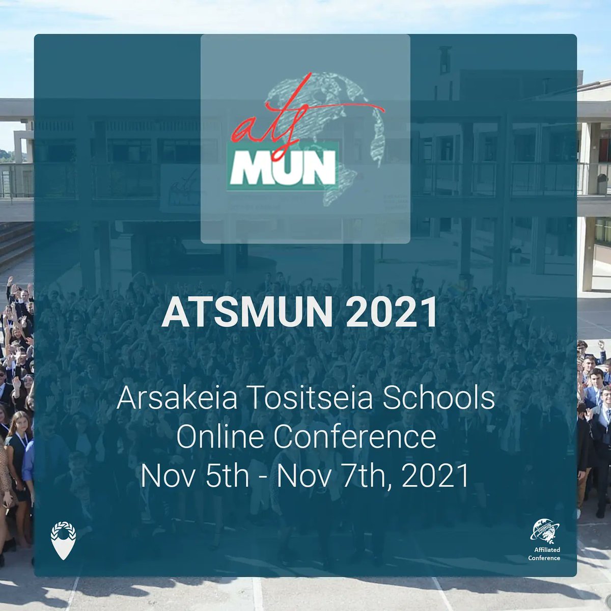MyMUN_net's tweet photo. And the countdown for the 7th edition ATSMUN begins! 
Applications are open for both High-School and University students until the 8th of October,
2021. Make sure to apply!

#mymun #MUN #Delegates #Applications #Conference #MUNCommand #ModelUnitedNations #Greece #Athens #ATS https://t.co/VxLKC9B7Z1
