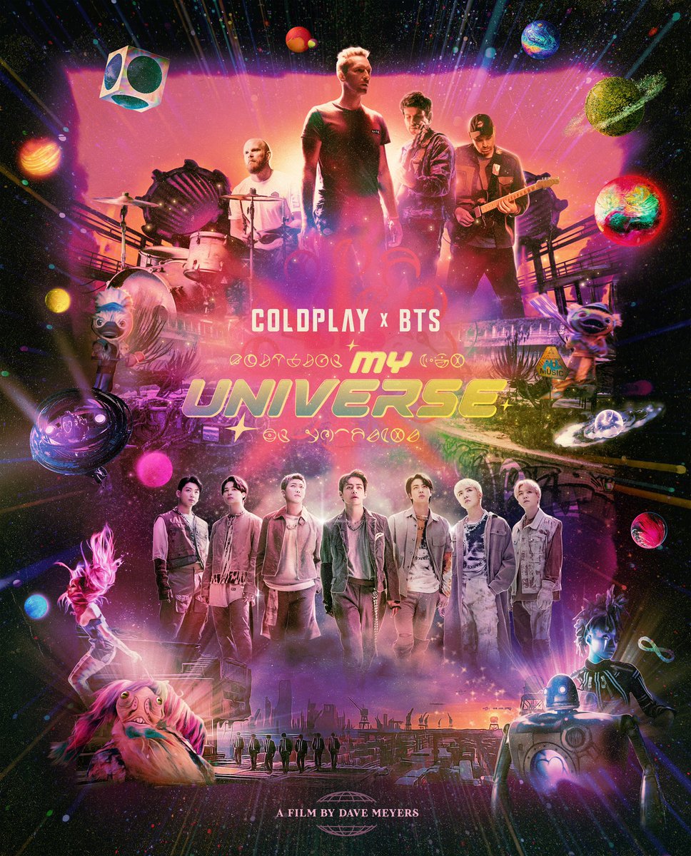 Excited to shared this one! @coldplay x @BTS_twt - My Universe official poster 💜♾🛸👩‍🚀🚀💜 art direction by me and design by @fosterlands