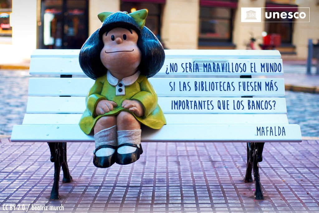 UNESCO_es's tweet photo. Hoy cumple 57 años uno de los grandes personajes infantiles promotores de la educación y el pensamiento crítico. ¡Felicidades #Mafalda!

📚 https://t.co/zdWeARv8rZ https://t.co/xuiLuSCIzg