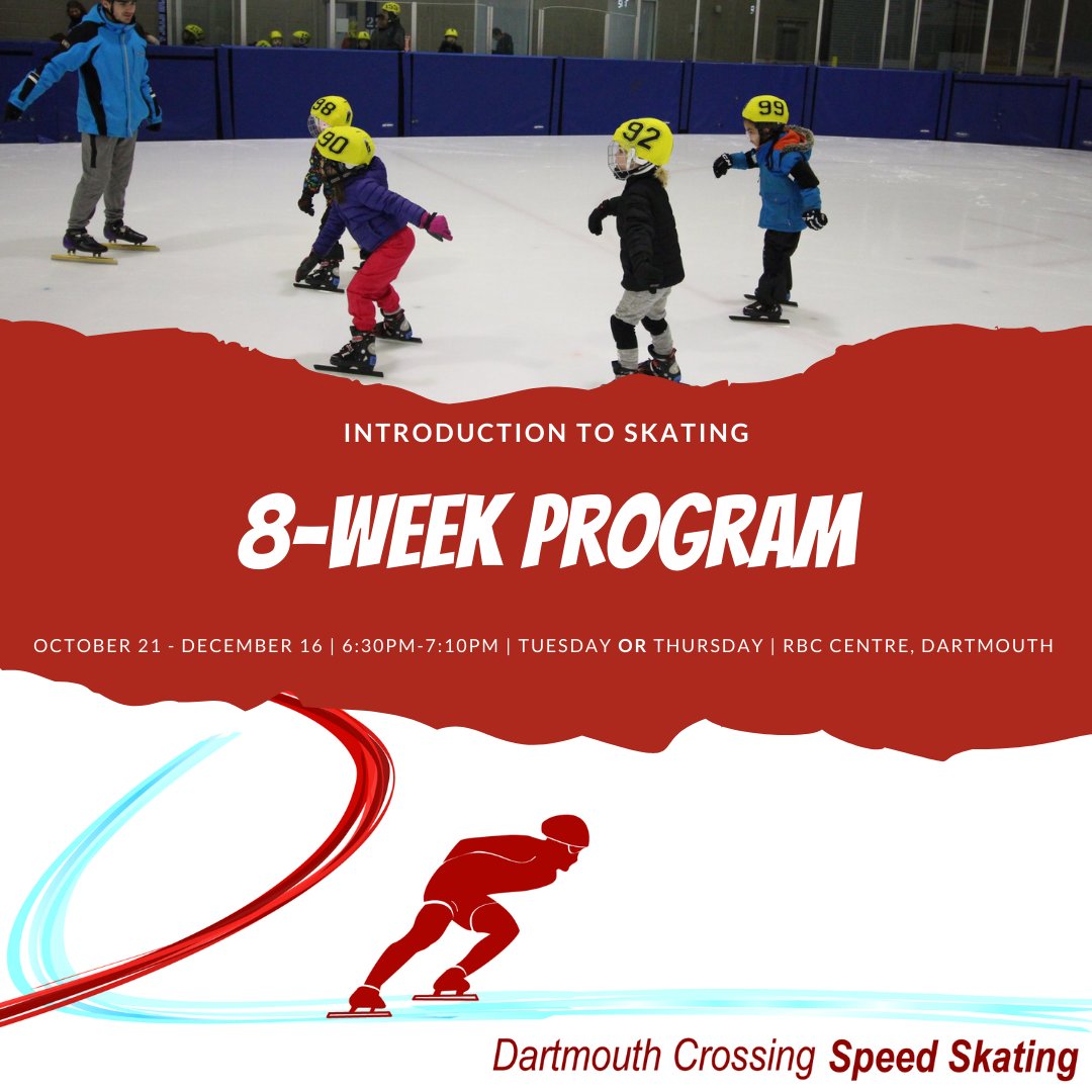 DCSpeedSkate's tweet photo. Come learn to skate with us!
-
Introduction to Skating is a short 8-week program offered on either Tuesday or Thursday night, 6:30pm-7:10pm, October 21 - December 16, at the Dartmouth RBC Centre.
-
https://t.co/oI1kIJUHMm
-
#Dartmouth #DartmouthCrossing
@KidSport_NS @CTJumpstart https://t.co/rUVE2oNjpa