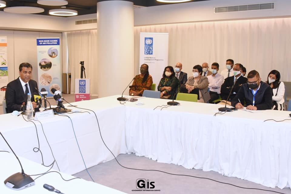 UNDPMauritius's tweet photo. The Nationally Determined Contributions #NDCs of Mauritius 🇲🇺 was approved at the first Inter-Ministerial Council on Climate Change meeting chaired by the Prime Minister yesterday, with the support of @UNDPMauritius under the #ClimatePromise initiative. 

#BuildBackBetter #COP26 https://t.co/B86lEqwBOf
