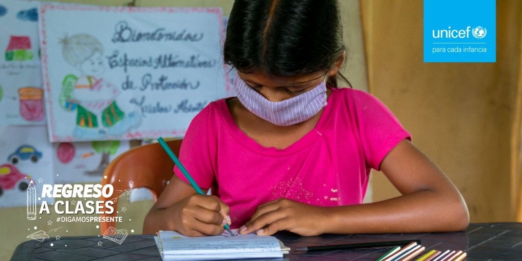 unicefvenezuela's tweet photo. No asistir presencialmente a clases afecta el bienestar, seguridad y desarrollo de los niños, niñas y adolescentes, pues la escuela no sólo es el sitio donde reciben educación, protección, y apoyo de sus docentes; sino que ahí juegan y hacen amigos.

#DigamosPresente https://t.co/24SY6lhe5j