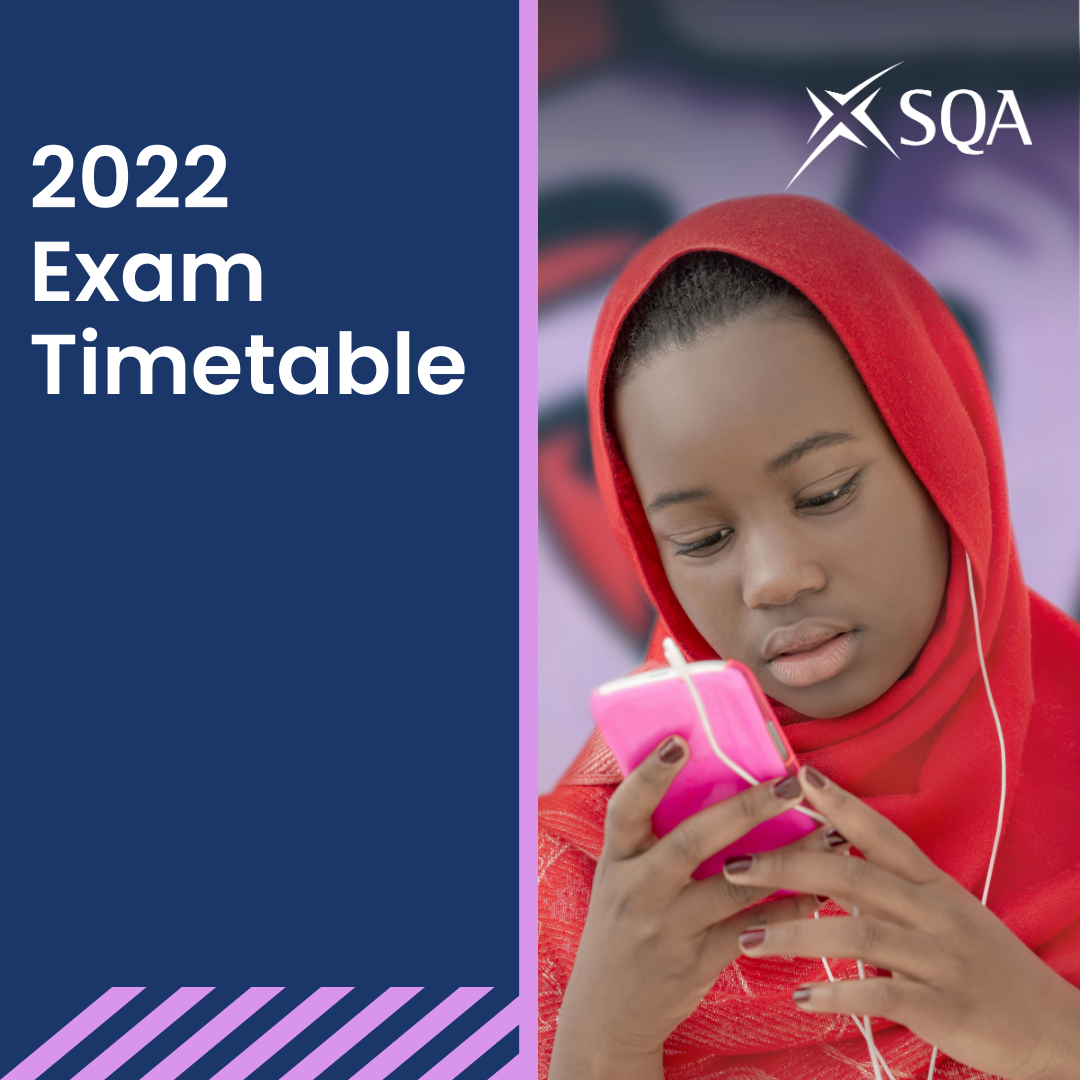 mysqa_sam's tweet photo. We have published this year’s exam timetable
⬇️
 https://t.co/1wKM0Umk5F  

The exam diet starts on Tuesday 26 April and finishes on Wednesday 1 June 2022.

The 2022 exam diet will only take place if it is safe to do so and SQA will monitor public health advice. https://t.co/f6MIihNwCX