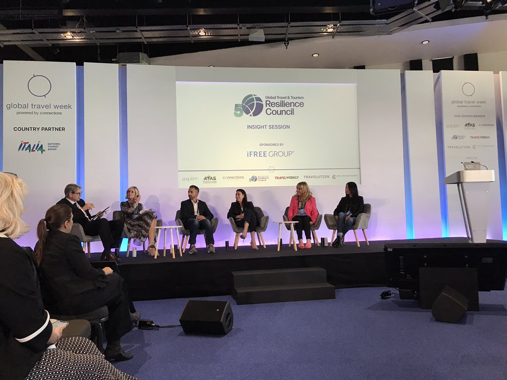 MabrianOfficial's tweet photo. Here is our colleague @ccendracruz on stage at Global Travel Week taking part in the Resilience Council session. @globaltravelwk_ @travelresilient #smartdestinations https://t.co/Gp8VY8g8Oc