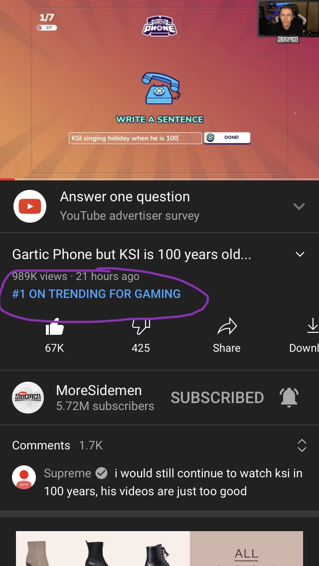 KingKSI000's tweet photo. Number 1 on trending for gaming! Whoop 🥰❤️ https://t.co/MYmhTRkWvI
