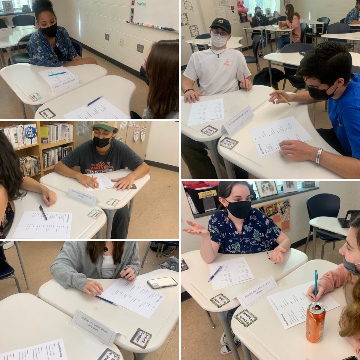 MrsEmilyGrogan's tweet photo. We had the most fun doing “Speed Debating” to practice using ethos, pathos, and logos in our arguments! I love, love, loved this activity, and the students had a great time. They even let me join in a couple of rounds! #SpeedDebating #Rhetoric 🙌🏻🤗#WeAreWatauga https://t.co/3Qj7O8O8yS