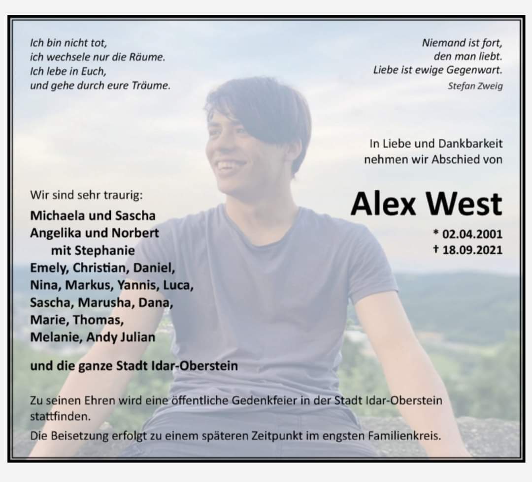 R.I.P Alex 😢😢😢😢😢

Mit 20 Jahren sollte keiner sterben und dann so sinnlos.