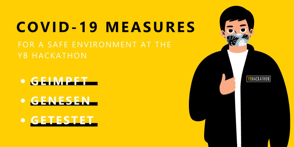 ybhackathon's tweet photo. The #ybhackathon starts in just a few days!😍 In order to ensure a safe environment, it is important that we adhere to the 3G measures. If you are not vaccinated, please arrange a test appointment early enough.  👉https://t.co/PsNxIbDfBn https://t.co/5IWRpg0E83