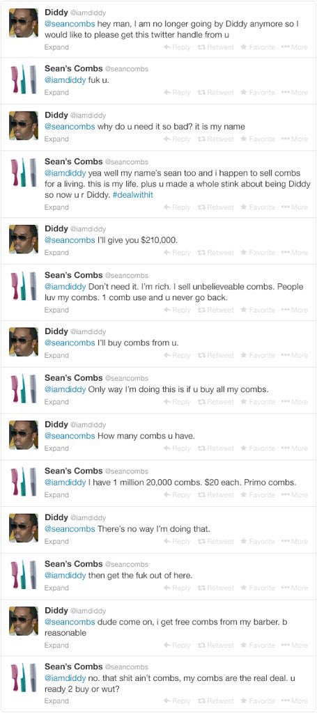 When P Diddy tried to get the SeanCombs Twitter handle 😂.