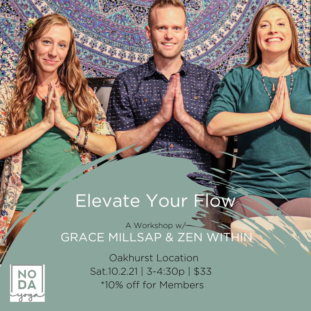 Elevate Your Flow THIS Saturday October 2nd from 3:00-4:30p at NoDa Yoga/Oakhurst Neighborhood Location.  Join us for a celebration of the body, mind, spirit connection with a 90-minute accessible yoga flow + sound bath with Grace &amp; Zen Within.
Register: clients.mindbodyonline.com/classic/ws?stu…