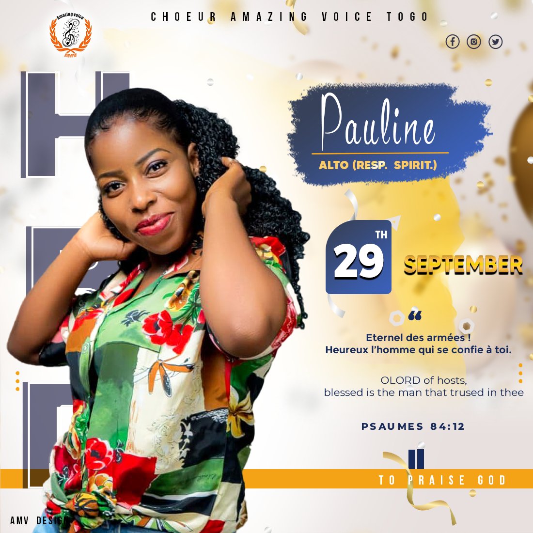 AMV_togo's tweet photo. En ce jour si spécial chère #Pauline, le chœur AMAZING VOICE TOGO tient à te souhaiter un heureux jour de naissance et que ta voix continue de servir le seigneur, nous t'aimons❤️

 #JoyeuxAnniversairePauline
 #AmazingVoiceTogo
 #ToPraiseGod🙏🏿 https://t.co/Q4vHpatBbC