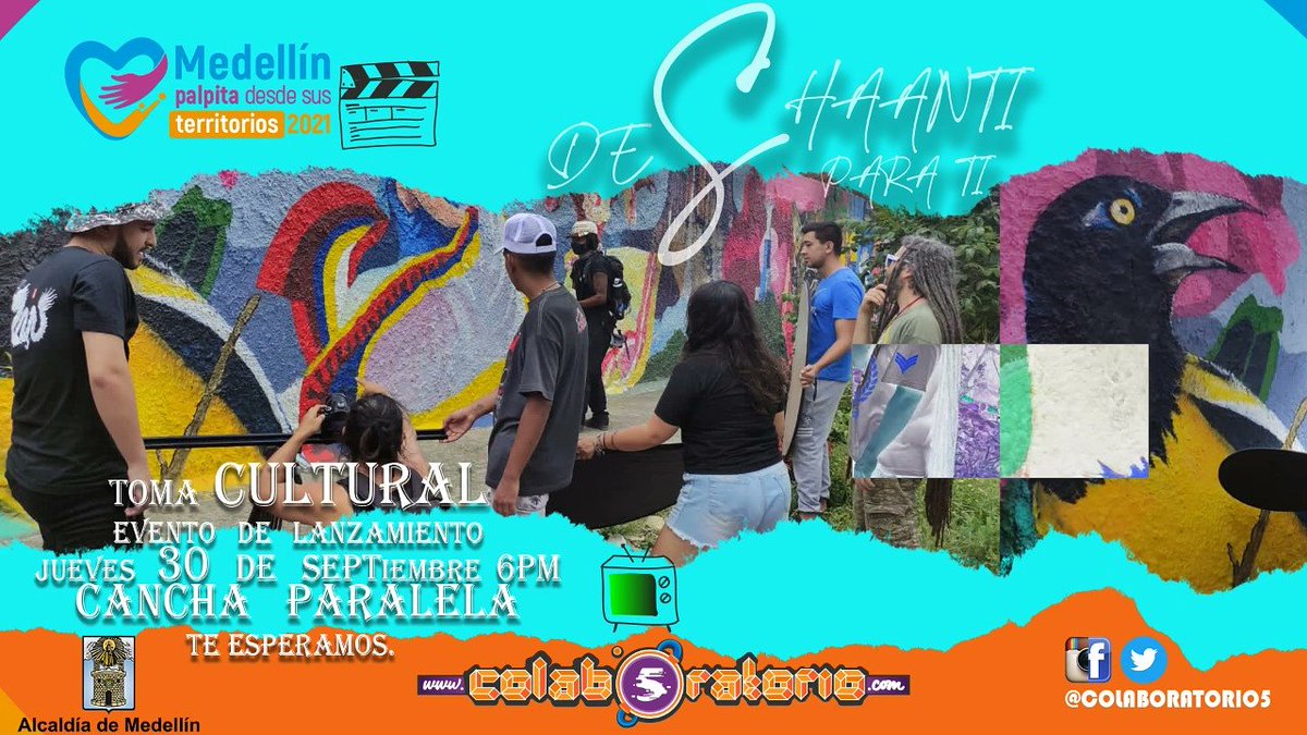 colaboratorio5's tweet photo. #COLABORATORIO5
te invita a:
Toma Cultural
Lugar: Cancha Paralela
Día: jueves 30 de septiembre
Hora: 6pm

Lanzamiento Semillero de Comunicaciones Historias de Shaanti para ti

Te esperamos!!!!! https://t.co/XYwBRv9fDC