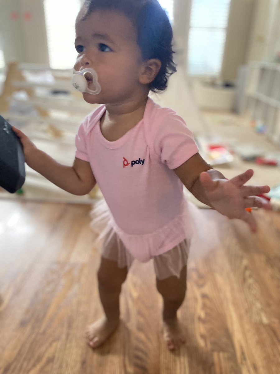 ATXsantucci's tweet photo. Update: Bella now knows to go grab the @PolyCompany #Sync20 if she wants to dance. #powerofmany https://t.co/StkrgS6fag