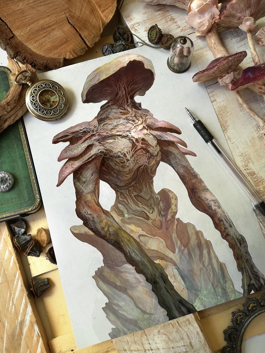 dib_nocturno's tweet photo. I once painted this mushroom man🍄 He has a very alien look, he looks like a beautiful creature to me🥰 https://t.co/BsUtz9aGGX