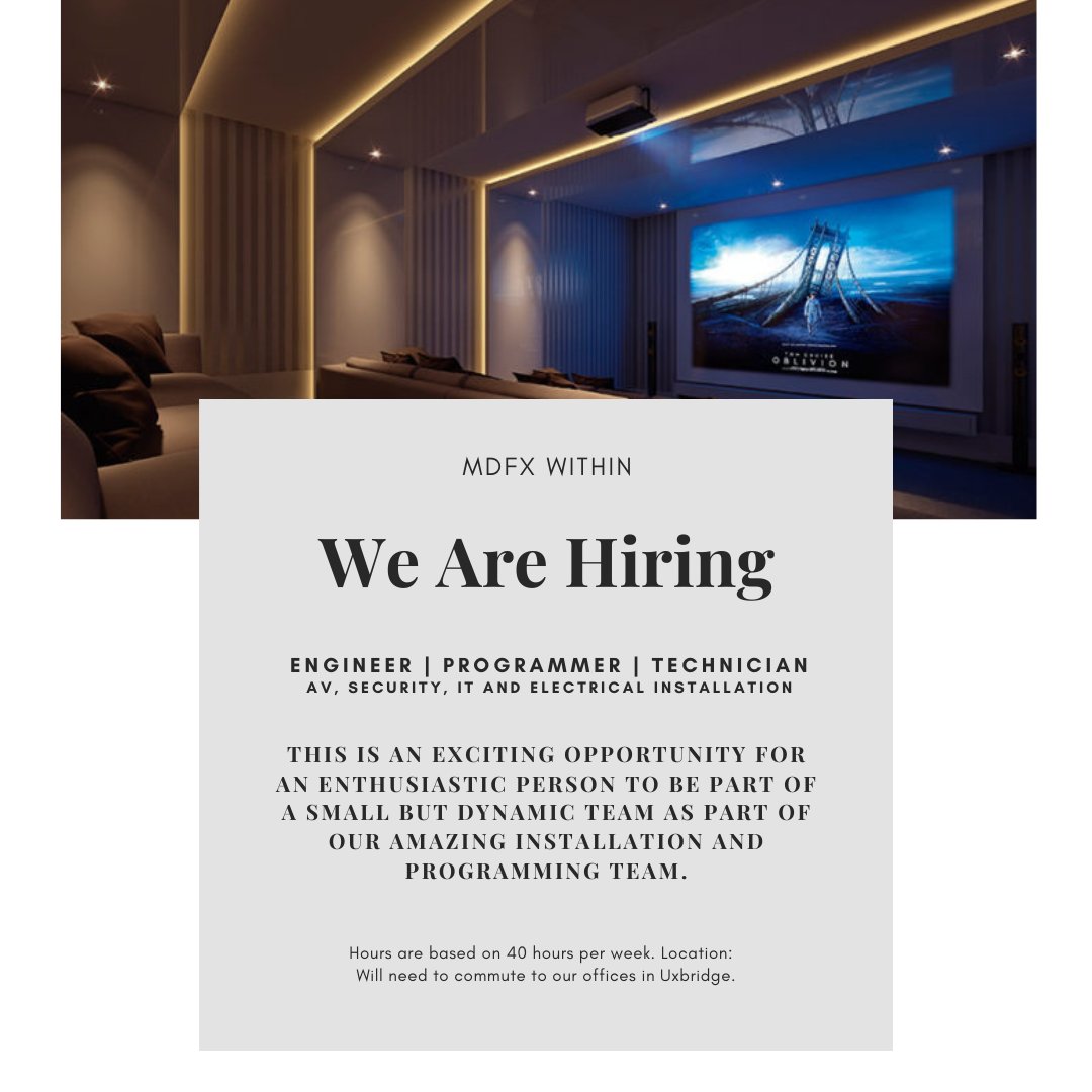 MDfx_Limited's tweet photo. Are you an experienced engineer or technician in the smart technology industry? Or are you in a similar industry looking to get into it? Perhaps you are a graduate that’s ready to be part of one of the UKs leading Smart Home Specialists?
We have vacancies!
https://t.co/NYrn64ee2Y https://t.co/otmCCE3gdL