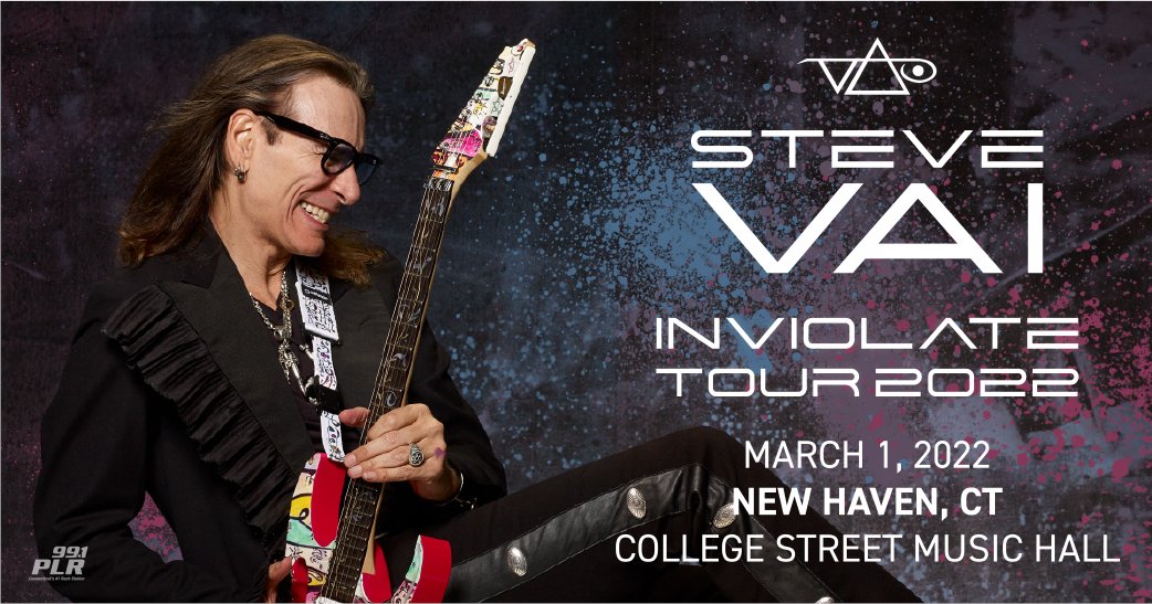 991PLRFM's tweet photo. 99.1 PLR presents guitarist #SteveVai #InviolateTour at @CollegeStMusic in #NewHaven on March 1st! Tickets on sale now at https://t.co/dUcplWMZBZ

Listen to Phil @Prantone all this week at 12:30 to win tickets! https://t.co/M70Jw1crZM