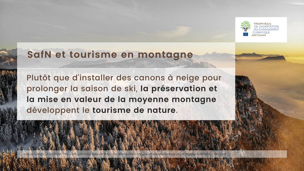 LifeARTISAN_'s tweet photo. La diminution de l’enneigement moyen actuellement observée va se poursuivre au XXIe siècle. Cela impacte l’activité touristique pour certaines stations de moyenne montagne.

Des solutions d'action fondées sur la nature #SafN existent pour s'adapter!

#ClimateAction https://t.co/xcjn7Q2wFg