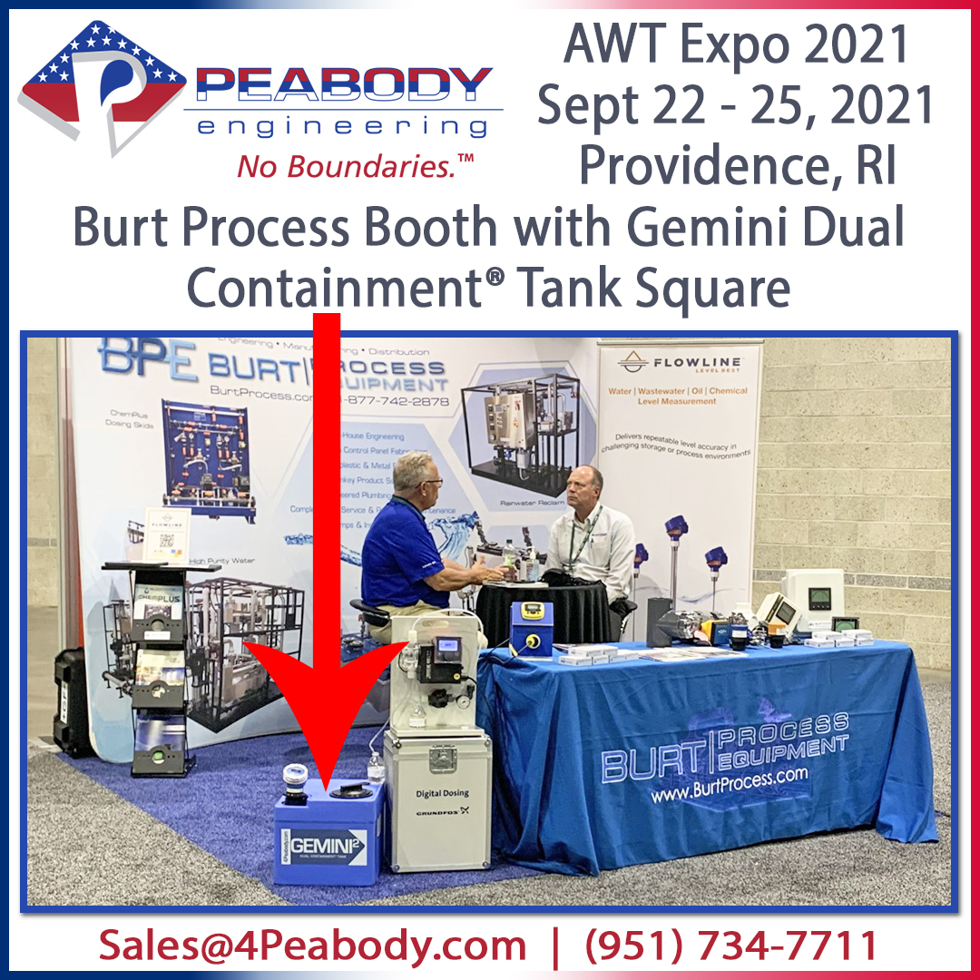 PeabodyTanks's tweet photo. Did you see @burtprocess booth #AWTconf2021 #ProvidenceRI #RhodeIslandConventionCenter? Our Gemini Dual Containment® Tank Square on display demonstrating their equipment with it!
@awtonline #RotoMold #PolyTank #TankStorage #WasteWater #WasteWaterTreatment #WasteWaterManagement https://t.co/TH9nPLFJ3B
