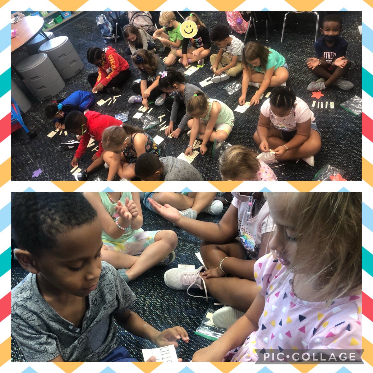 MrsRoder_K's tweet photo. We worked hard in Phonics today learning our own names and our rug partners’ names by heart! ❤️ @KISDMcElwain #owlsread https://t.co/e84IzIuxXy