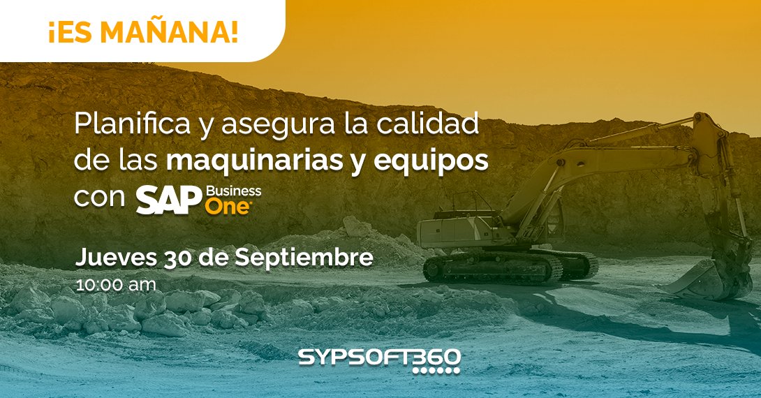Sypsoft360's tweet photo. ¡Te esperamos mañana a las 🕙 10:00 am en nuestro #webinargratuito!

Regístrate aquí 👉 https://t.co/a230kHCuhH

#maquinariaindustrial #maquinariapesada #proyectosindustriales #mantenimientopreventivo #construccion #mineria #tecnología #empresas #sap #sapbusinessone #erpcloud https://t.co/sZprylnMPP