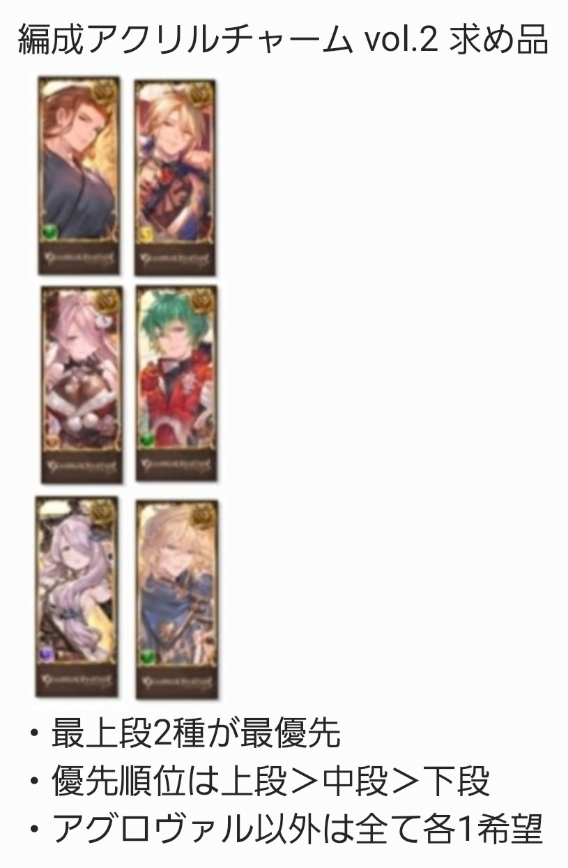 グラブル アグロヴァル 編成アクリルチャーム グランブルー