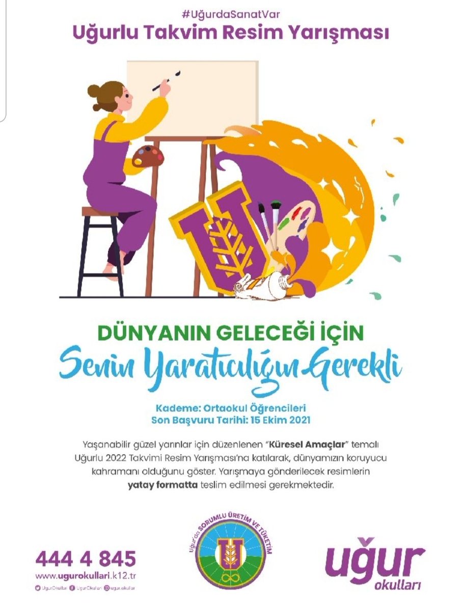 Uğurlu Takvim Resim Yarışması Başladı💜🎨💜
#UğurdaSanatVar
#Uğurluolmak 
<a href="/ardaergez/">Arda ERGEZ</a> <a href="/ozleyis_yalcin/">Özleyiş Yalçın</a> @denizliugur <a href="/ErsanKose/">Ersan KÖSE</a>