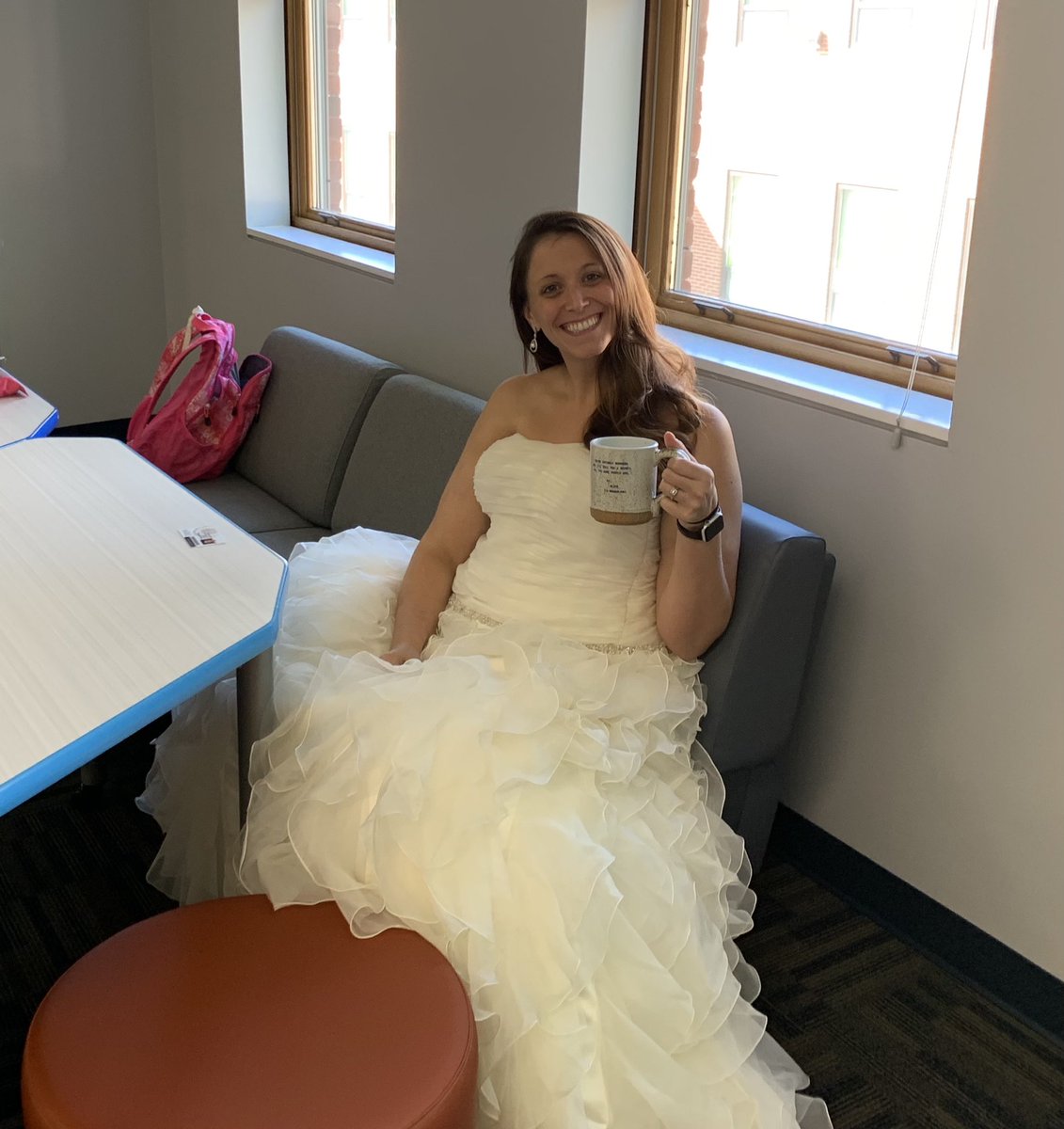 ProfJBock's tweet image. Ok, time to now share the pic of @mltolin hanging out in Ed Measurement, talking Authentic Assessment with us . . . in her wedding dress. #TeacherByTrine