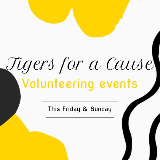 Volunteering events available this Friday &amp; Sunday!

Friday from 12:30pm-4:00pm we will be working with Habitat for Humanity to help build homes

Sunday from 10:00am-11:30am we will be working with The City of Columbia to help with honeysuckle removal

Please sign up on MU Engage