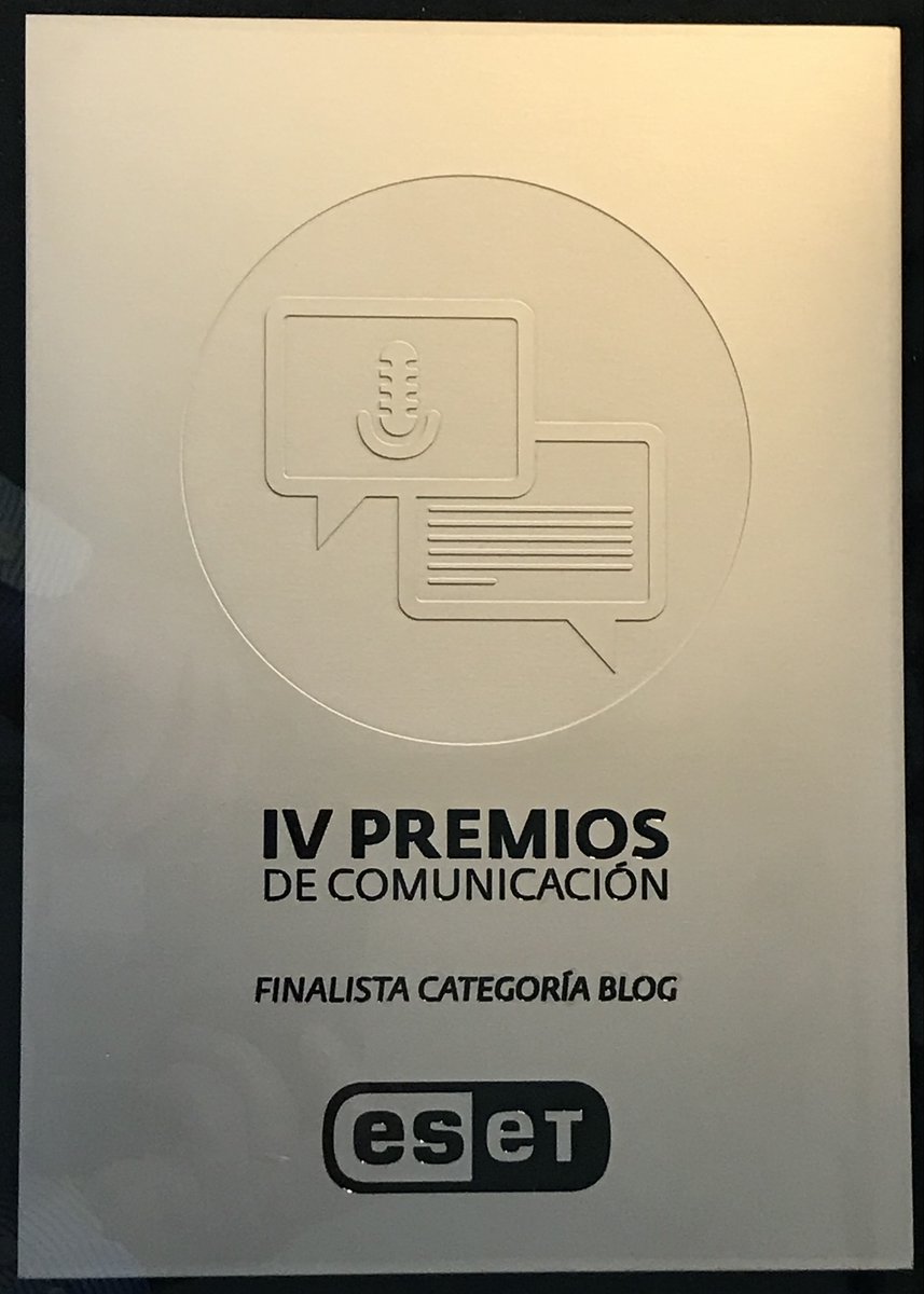inigoladronm's tweet photo. Una vez más gracia a @ESET_ES @ESET por premiarme con el honor de ser finalista en los "IV Premios de #Periodismo y #Divulgación en #Ciberseguridad" (Blogs) https://t.co/G6l8DtJ0PQ. 👍👏😜 #ESET #ESETEspaña #Ontinet #privacidad #ingenieríasocial #ciberfraude #ciberestafa #malware https://t.co/pH0HrCW8gR