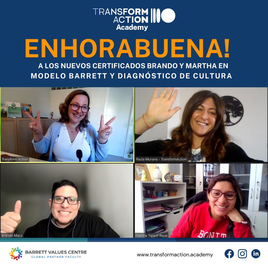 ta20info's tweet photo. Enhorabuena a Martha y Brando como nuevos Certificados de Modelo Barrett para medir e impulsar la #transormacioncultural de personas, equipos y organizaciones. Bienvenid@s a la Red Global de Barrett Values Centre!

Consulta agenda para próximas ediciones!
https://t.co/TSwFH1EDoc https://t.co/WKZhOVuqHR