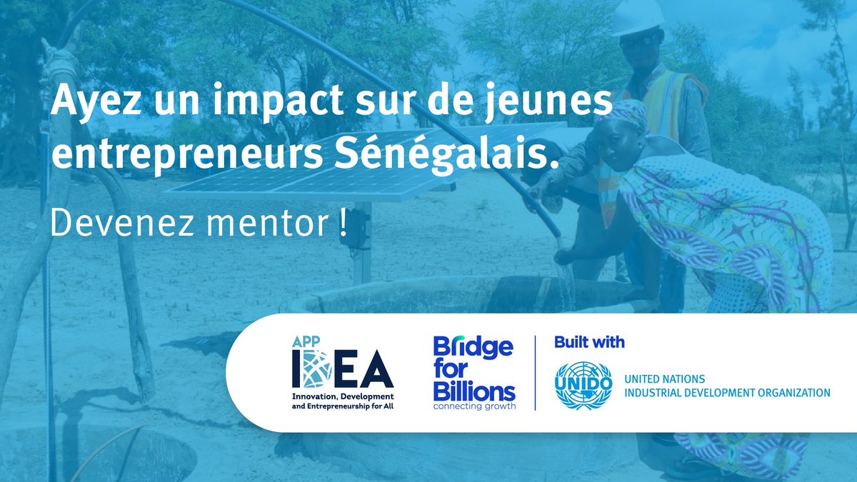 d4eteam's tweet image. Êtes-vous un professionnel francophone passionné par l’innovation et le développement?

Devenez mentor bénévole pour de jeunes créateurs d’entreprises sénégalais, dans le cadre du programme IDEA App créé par l’ONUDI et Bridge for Billions. Candidatez! 
bit.ly/IDEASenegalM