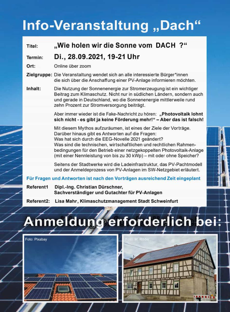 wattbewerb's tweet photo. Save the date / 26.10.21
#Schweinfurt rockt die #Energiewende!
#Online
#Balkonmodul
@fffschweinfurt @vrbanksw @IHK_Mainfranken @CSUSchweinfurt @M_Hundhausen @BR_Franken @Frankentipps @inFranken @FrankenLife https://t.co/pitNTI7L73