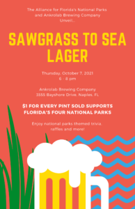 RobMauceli's tweet photo. Upcoming Event!

Have a pint for the parks on October 7th during the Sawgrass to Sea Lager Launch Party at Ankrolab Brewing Company from 6pm-8pm: https://t.co/gNtpwyH1xs. https://t.co/w6pyanj3W4