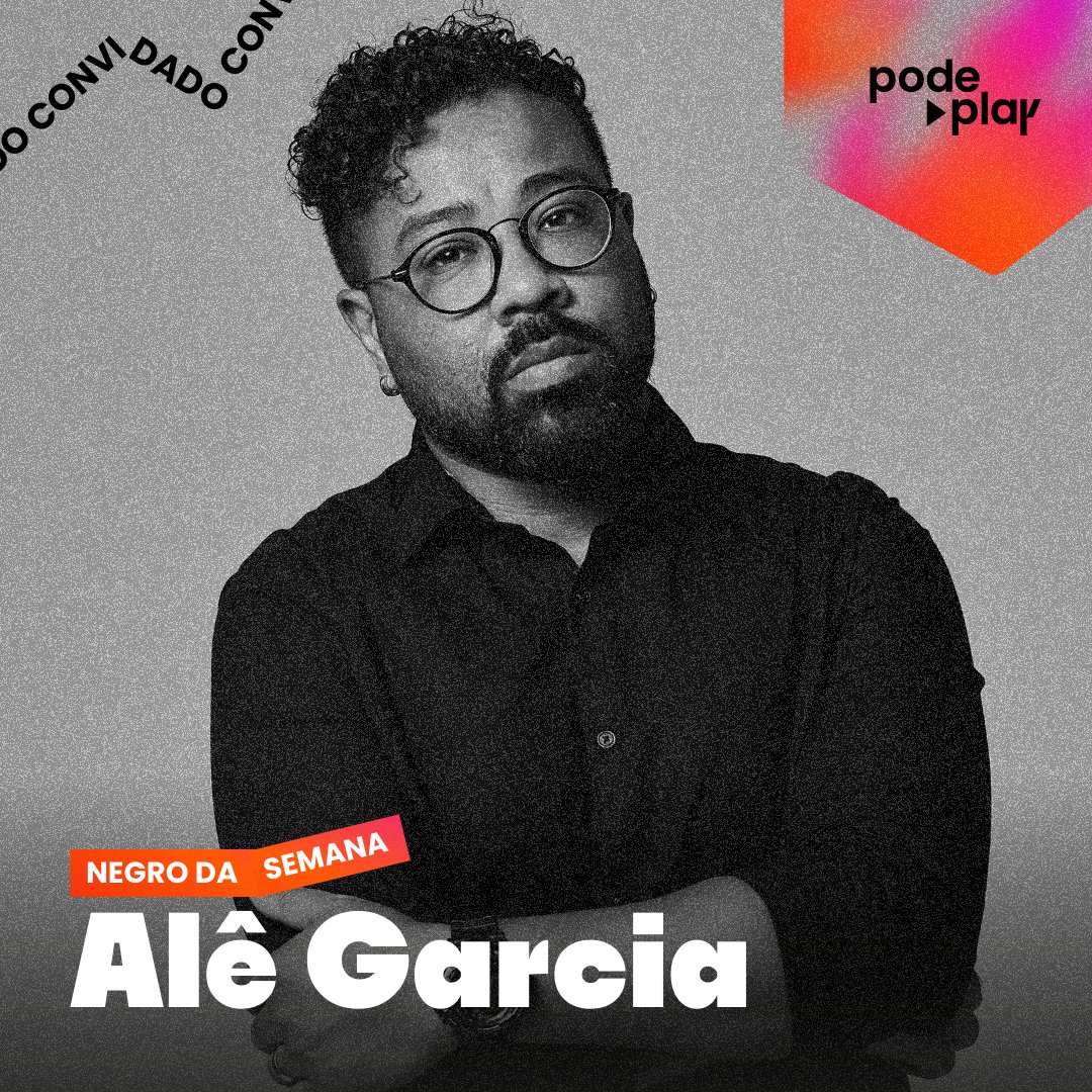 FIOpodcasts's tweet photo. 🗣 PODE VIR ALÊ GARCIA! 

O apresentador do @NegrodaSemana é considerado um dos 20 creators negros mais inovadores do país. @AleGarcia vai colar pra contar suas grandes experiências na podeplay 2021!

E você, vai perder? Inscrições abertas
https://t.co/Vreb3BjpQZ https://t.co/qcS7DY1O36