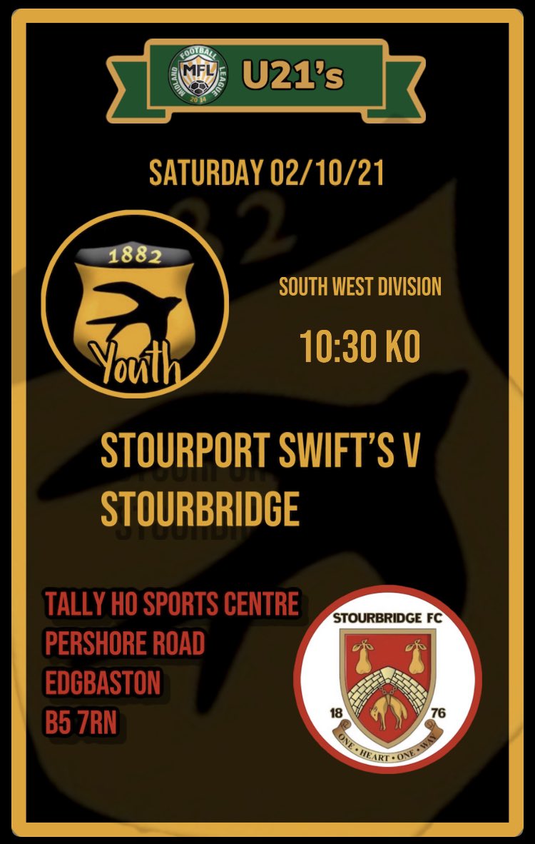 Entry FOC  bar open for drinks <a href="/StourportSwifts/">Stourport Swifts FC</a> @Stourbridge21 <a href="/MidlandLeague/">Capelli Sport Midland Football League</a>