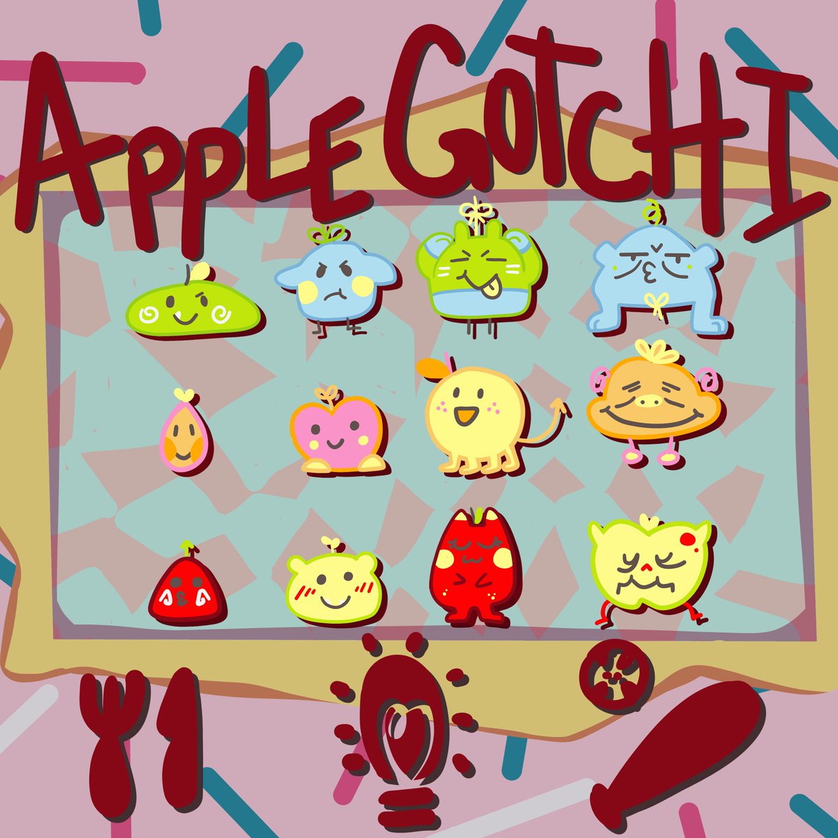 Applegotchi! Which apple would you hope to get? 🟢🟡🔴
#twitch #tamagotchi #originalcharacter #fanart #fakegotchi #retrogames #childhoodgames