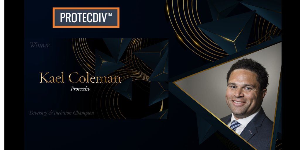 protecdiv's tweet photo. Kael Coleman, CEO of Protecdiv, was named #diversity and #inclusion Champion of the Year at the @InsidePC1 Honors 2021. We applaud all the businesses shortlisted for their efforts in working towards a more #inclusive industry. #insurance #reinsurance #supplierdiversity #IPCHonors https://t.co/xsPwrEpTqT