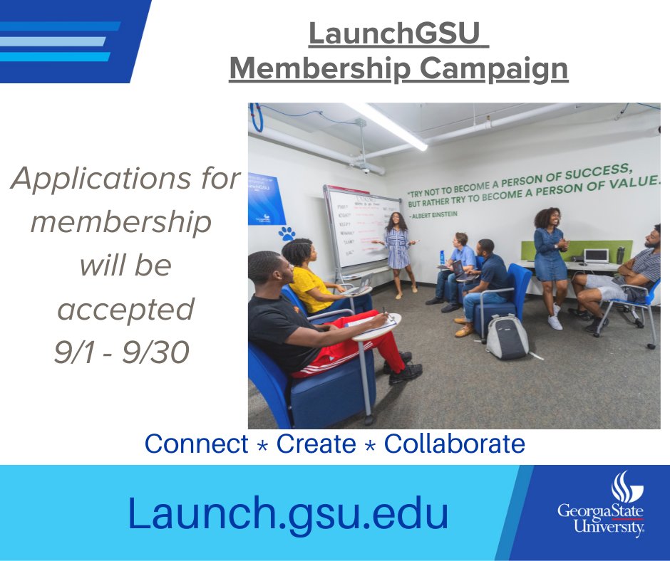 LaunchGSU's tweet photo. Reminder to entrepreneurs! Tomorrow is your last day to submit a membership applications for LaunchGSU. Applications will be accepted until September 30th. Apply Now!
https://t.co/nZdE26SFhK https://t.co/EqKLfgiseH