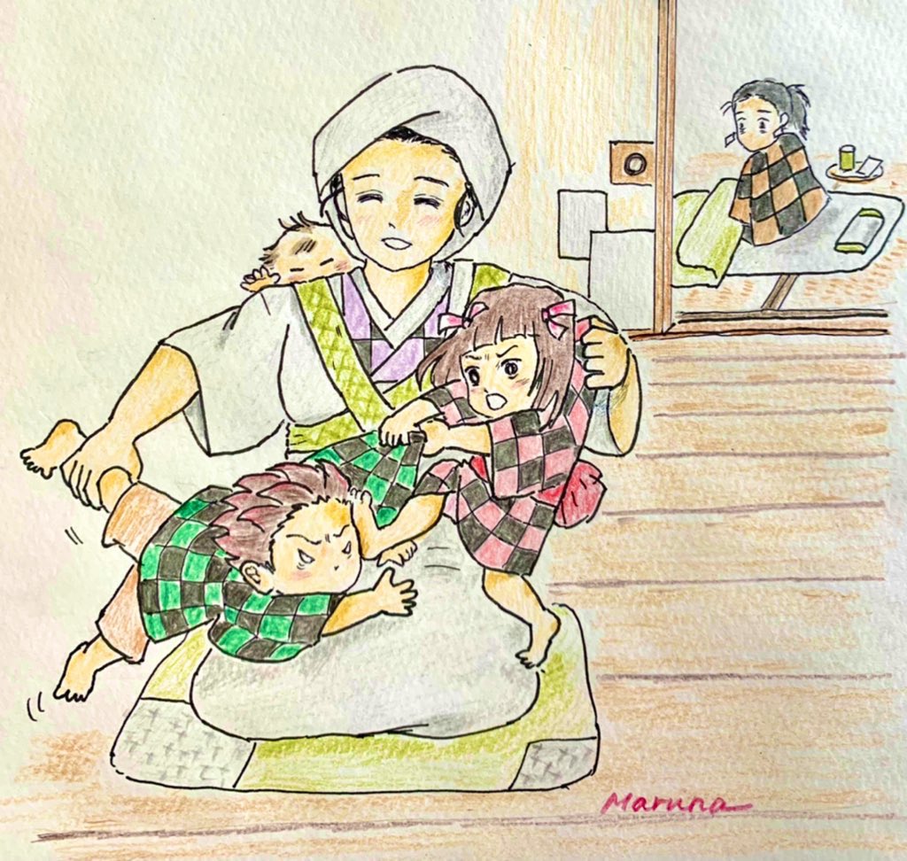 アナログなんで週イチがやっと ペン入れで失敗した時の挫折感がすごい インクがダマにならないペンが欲しいな 今月描いた絵を晒そう 鬼滅の刃イラスト ツイレポ