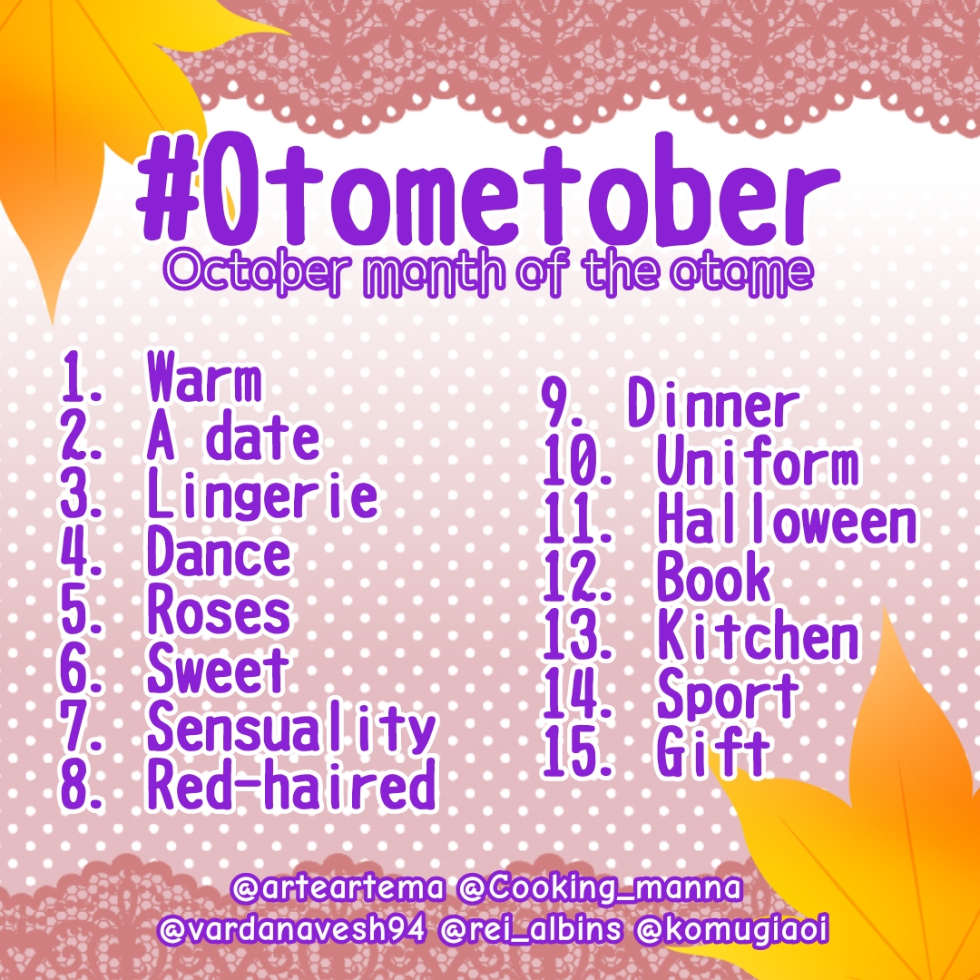 Cooking_Manna's tweet photo. Desvelamos al fin la LISTA OFICIAL DEL
🇪🇸 #OtomeTubre #OtomeTubre2021 / #OtomeTober #OtomeTober2021 🇬🇧
ESTÁIS INVITADOS
#Otome #OtomeGame #Otome2021 #2021Otome #VNdev #VisualNovel #IndieGamedevl #DatingSim #DatingSimulator #DrawTober #HalloweenChallenge #InkTober #InkTober2021 https://t.co/ExW0RjZtd9