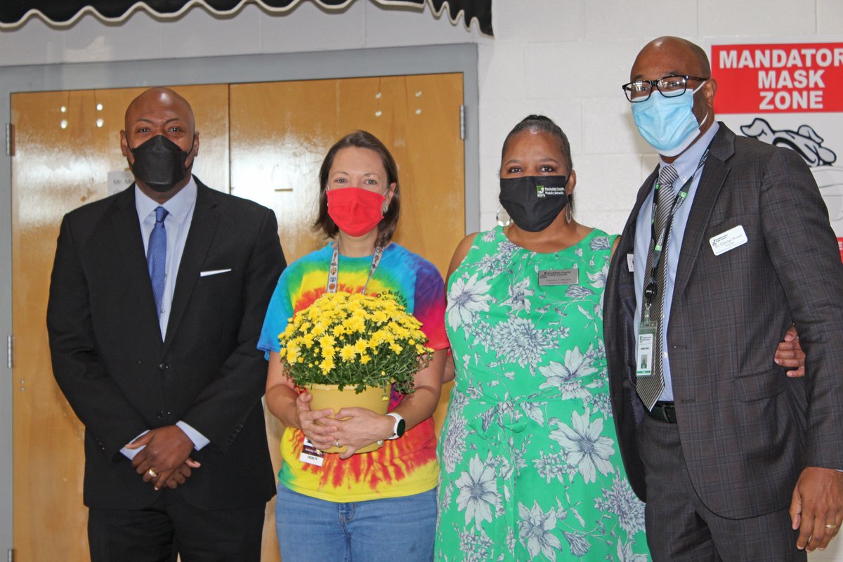 RockdaleSchools's tweet photo. Congratulations to Rachel Fisher of RCHS, a top 3 finalist for RCPS Teacher of the Year! Board members, Superintendent Dr. Oatts, &amp; cabinet gave her a surprise visit today at school to announce the awesome news. WAY TO GO to our #WorldClassTeachers! #RCPSWorldClass #TOTY https://t.co/rF5E4I8Fsj