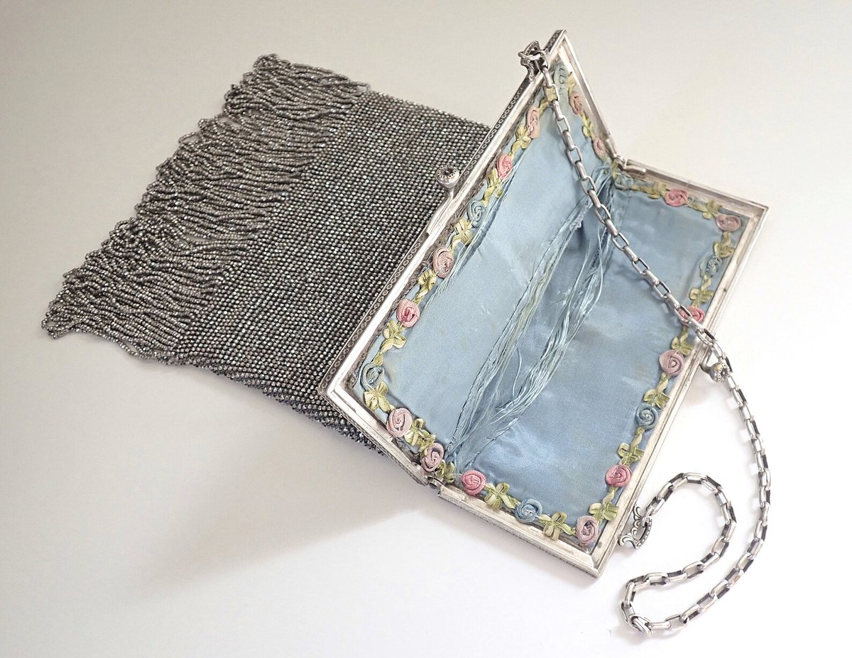 Art Deco French Cut Steel Beaded Silver Handbag 💙 Purse etsy.me/3zSEnXe  GrandVintageFinery